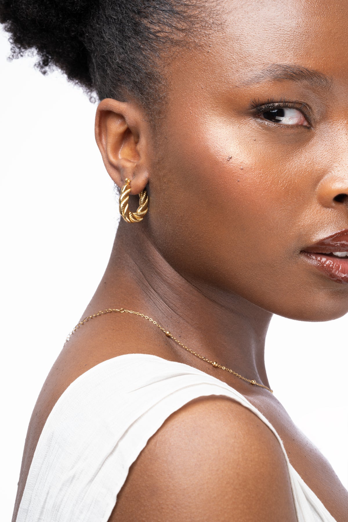 Statement Curled Earrings on model